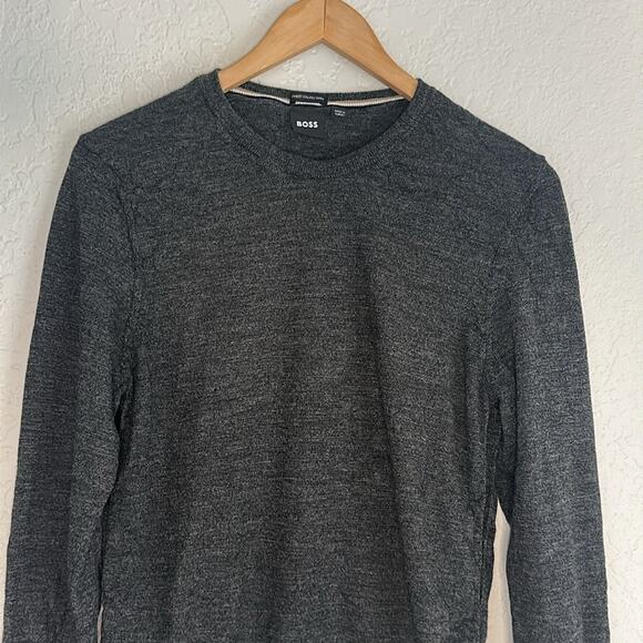 Hugo Boss 100% Italian Virgin Wool Grey Sweater Womens Medium Minimalist Classic - Picture 2 of 11